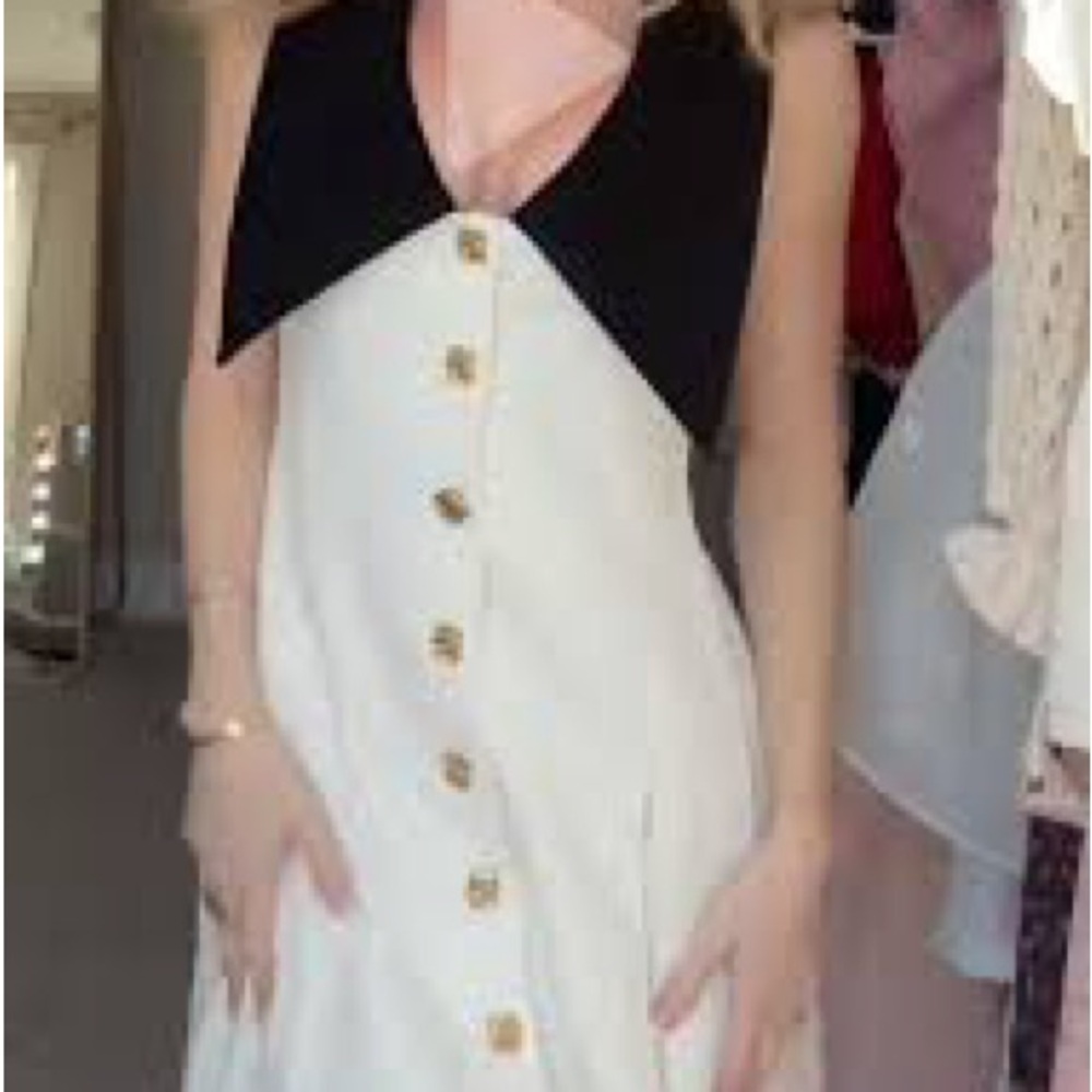 Elegant Black and White Button-Down Dress